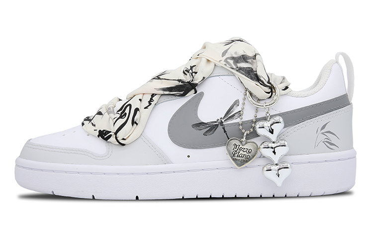 Nike Court Borough 2 Bamboo Ink Dragonfly Low-Top Skateboard Shoes Women's Gray White