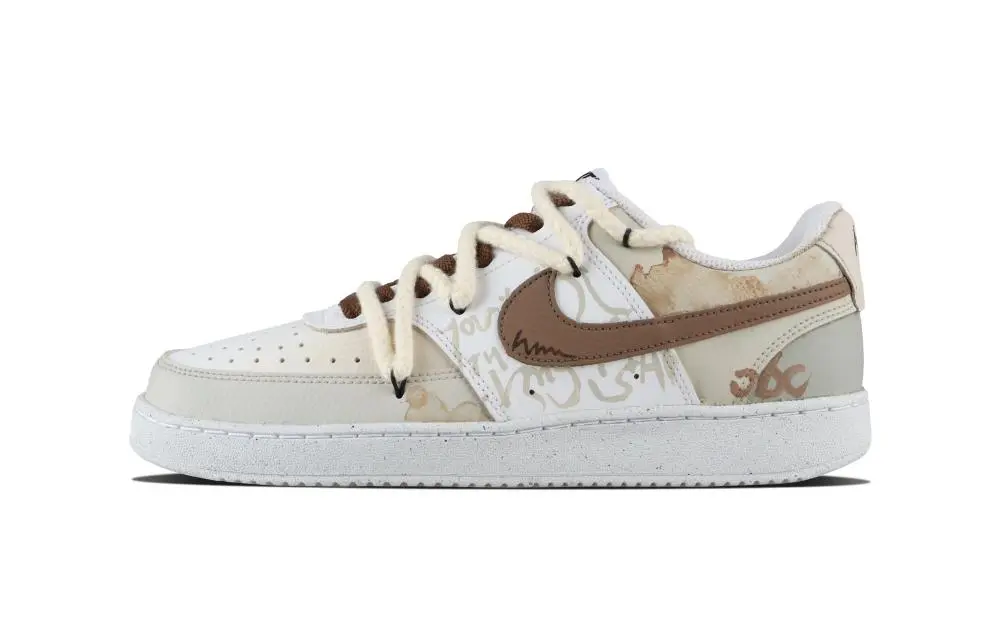 Nike Court Vision 1 Rusty Traveler Abrasion Resistant Low top Skateboard Shoes Men's Brown White
