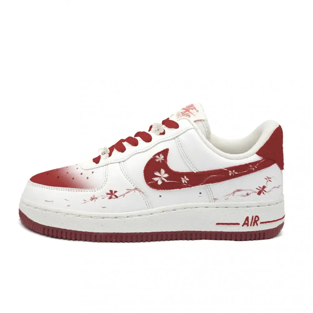 Nike Air Force 1 Blushing Flower Manga. Gradient Low top Skateboard Shoes Unisex White Red