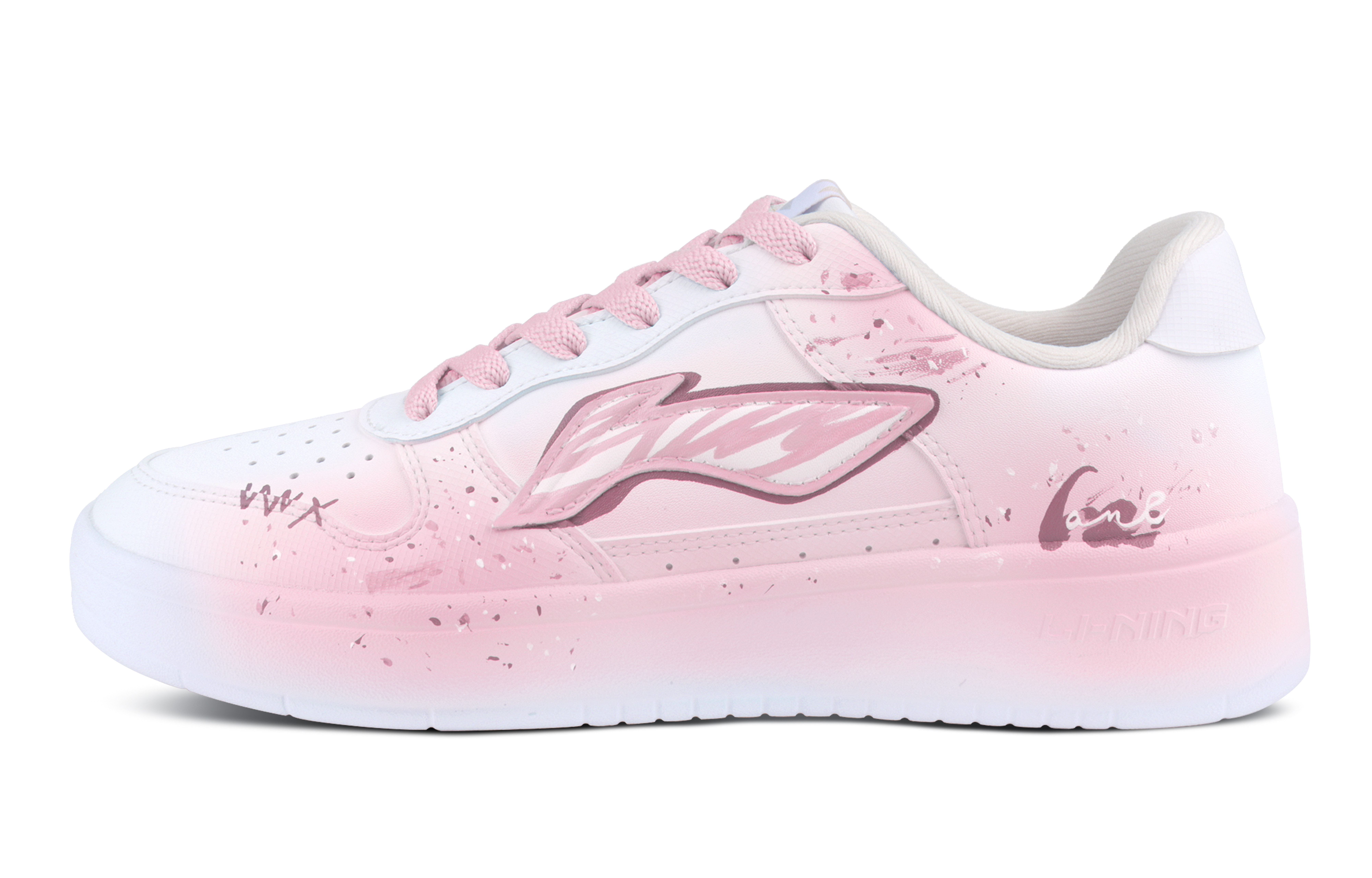 LiNing Pontoon Boats Anti-Slip And Wear-Resistant Breathable Low-Top Casual Shoes Women's Pink White