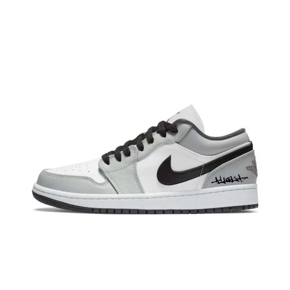Jordan Air Jordan 1 Small Dior Abrasion Resistant Low top Vintage Basketball Shoes Unisex White Gray