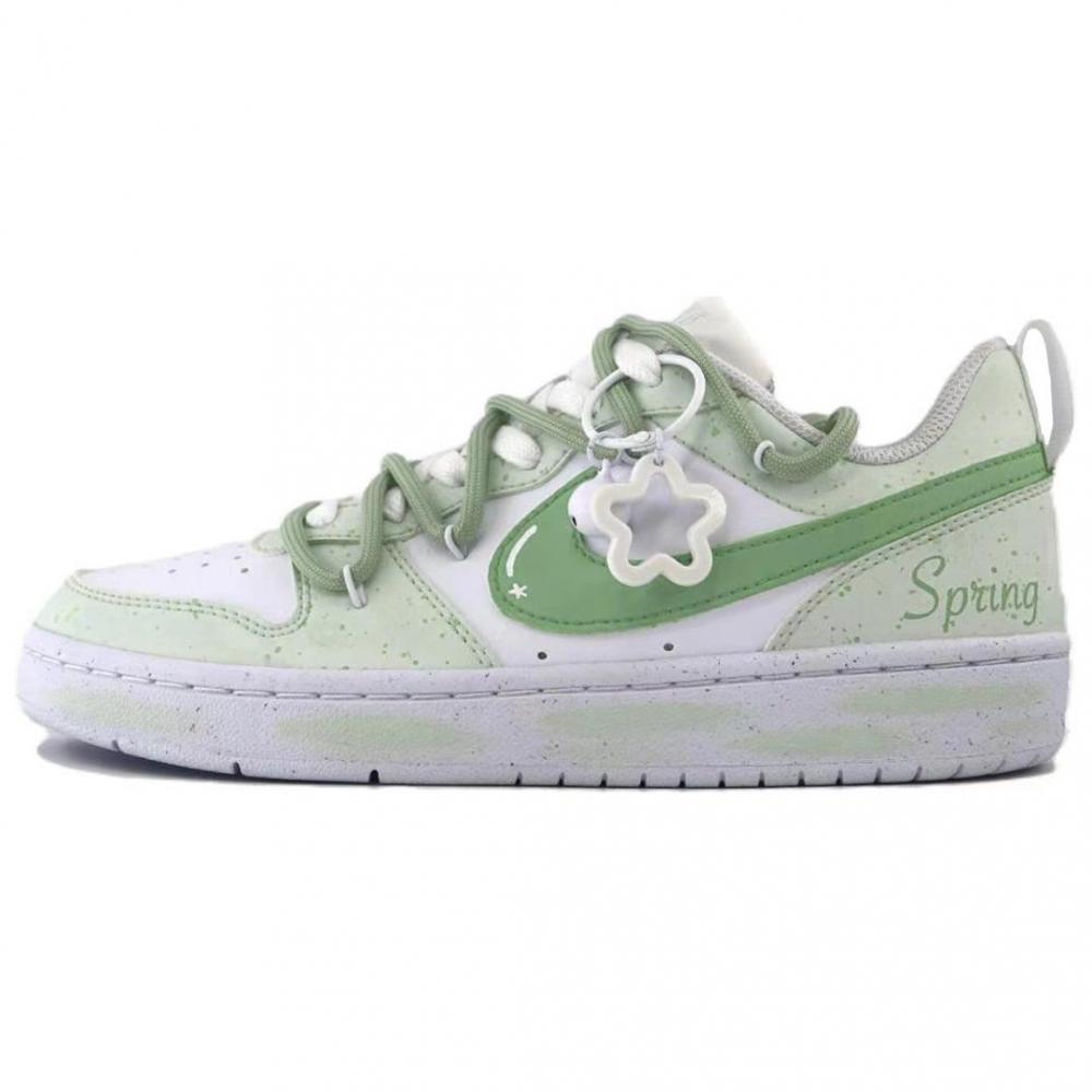Nike Court Borough Spring Sea And Bright Moon Anti Slip Wear Resistant Low Top Skateboard Shoes GS White Green