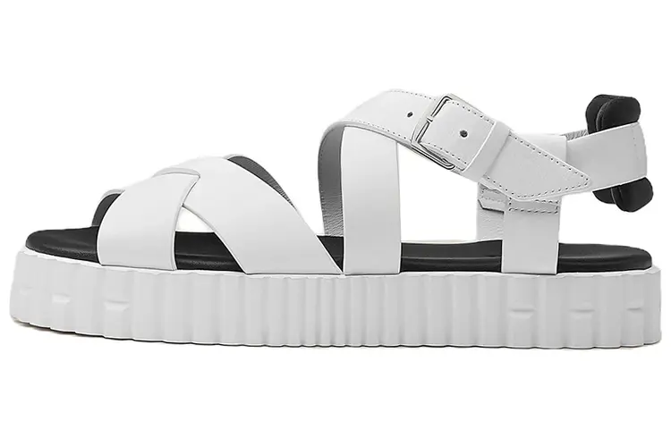 HERMES Everest One Strap Sandals Women's White
