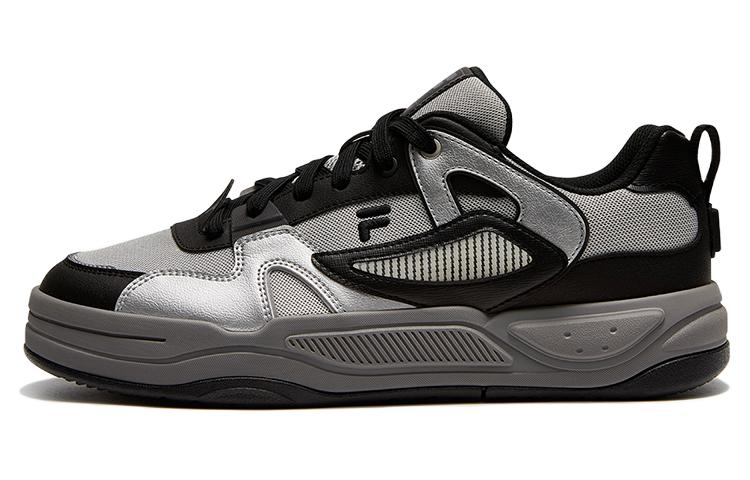 FILA FUSION BANK II Abrasion Resistant Breathable Low top Skateboard Shoes Men's Silver Black