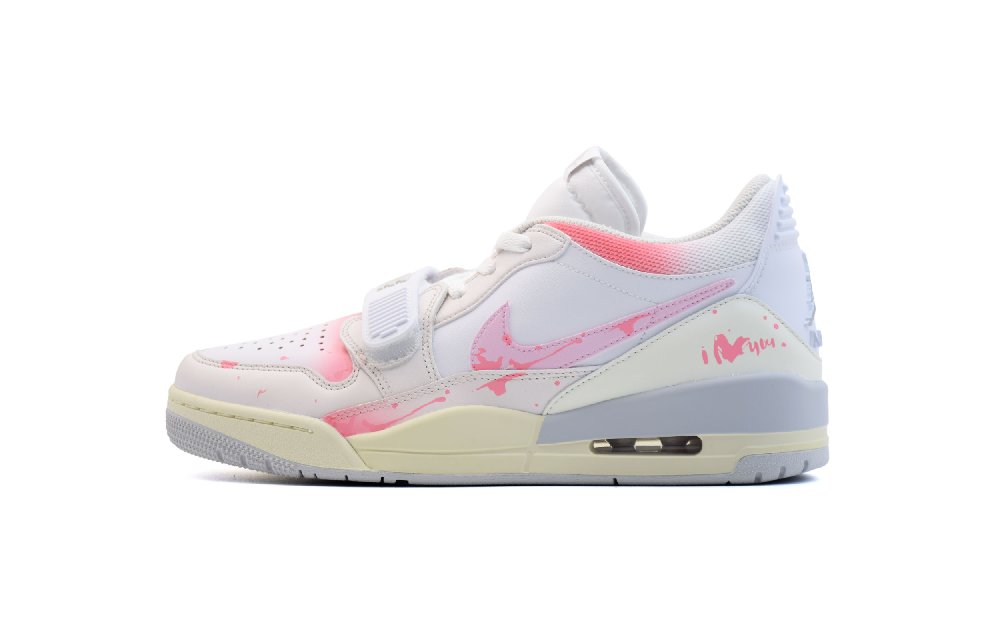 Jordan Legacy 312 101 Powder Love Letter Low-Top Vintage Basketball Shoes Men's White Pink
