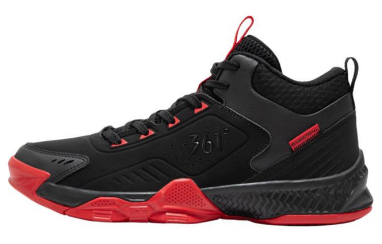 361° Anti-Slip Wear-Resistant Mid-Top Basketball Shoes Men's Black Red