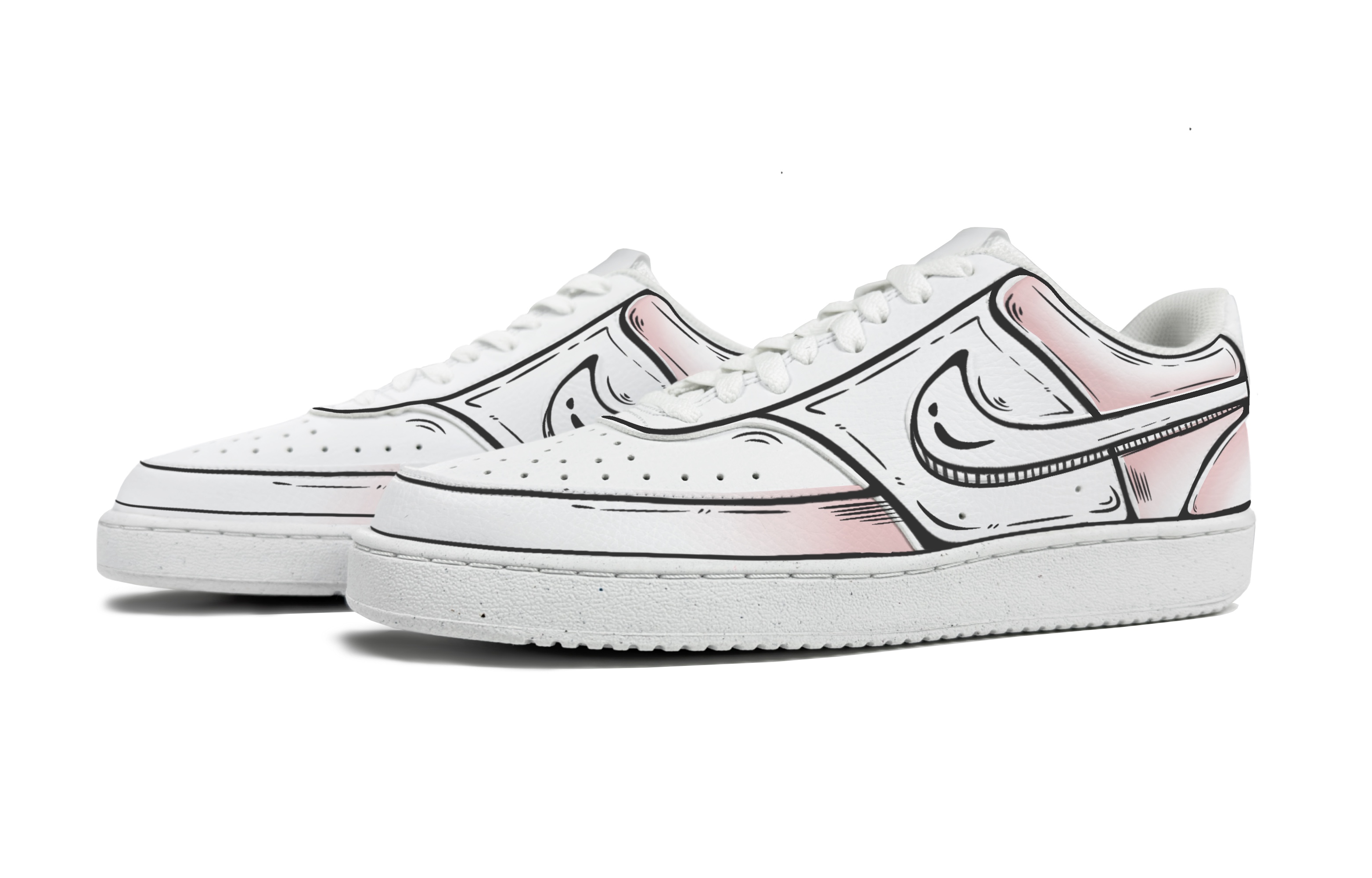 Nike Court Vision Anti-Slip Wear-Resistant Low-Top Skateboard Shoes Women's White Pink купить в интернет-магазине Yoocart с быстрой доставкой по России.