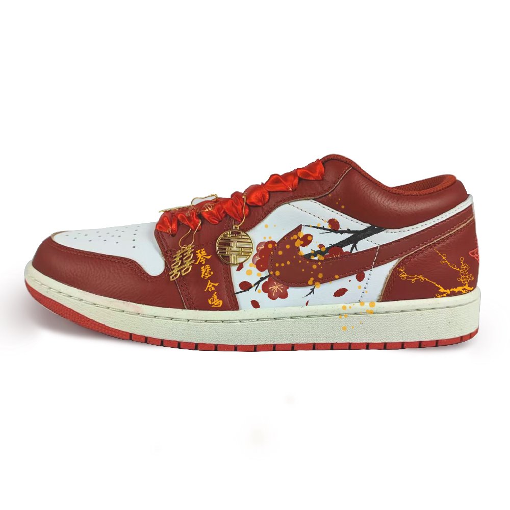 Jordan Air Jordan 1 Wear-Resistant Low-Top Vintage Basketball Shoes Men's Red