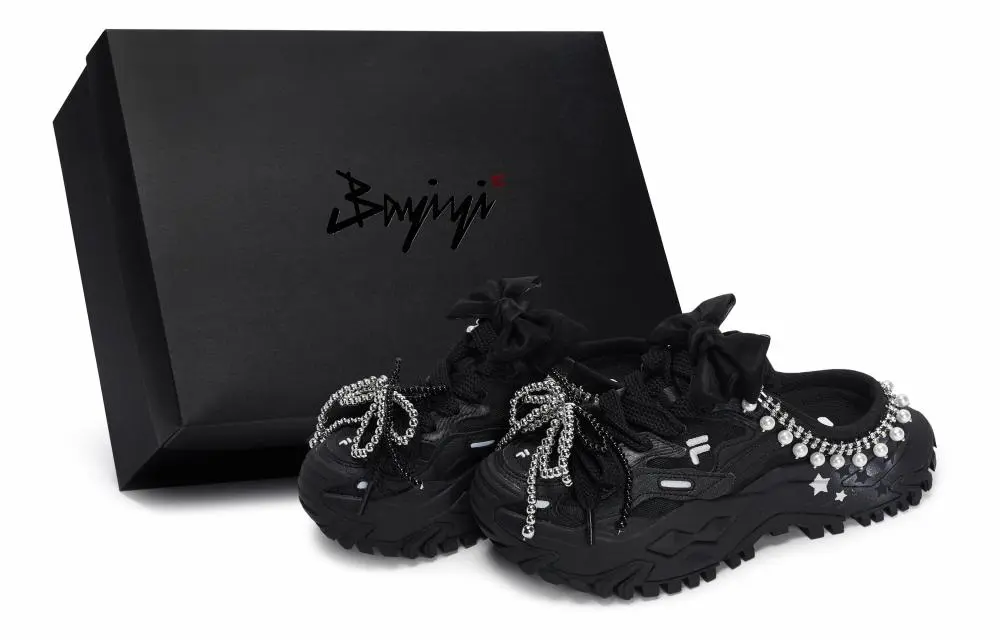 FILA FUSION BIANCO Abrasion Resistant Closed Toe Slippers Women's Black Silver