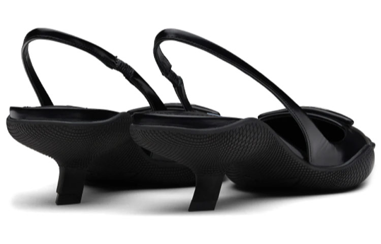 PRADA 30mm Sling Back Pumps Black Brushed Leather купить в интернет-магазине Yoocart с быстрой доставкой по России.