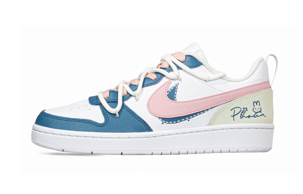 Nike Court Borough Skateboard Shoes Women's Low-Top White Blue