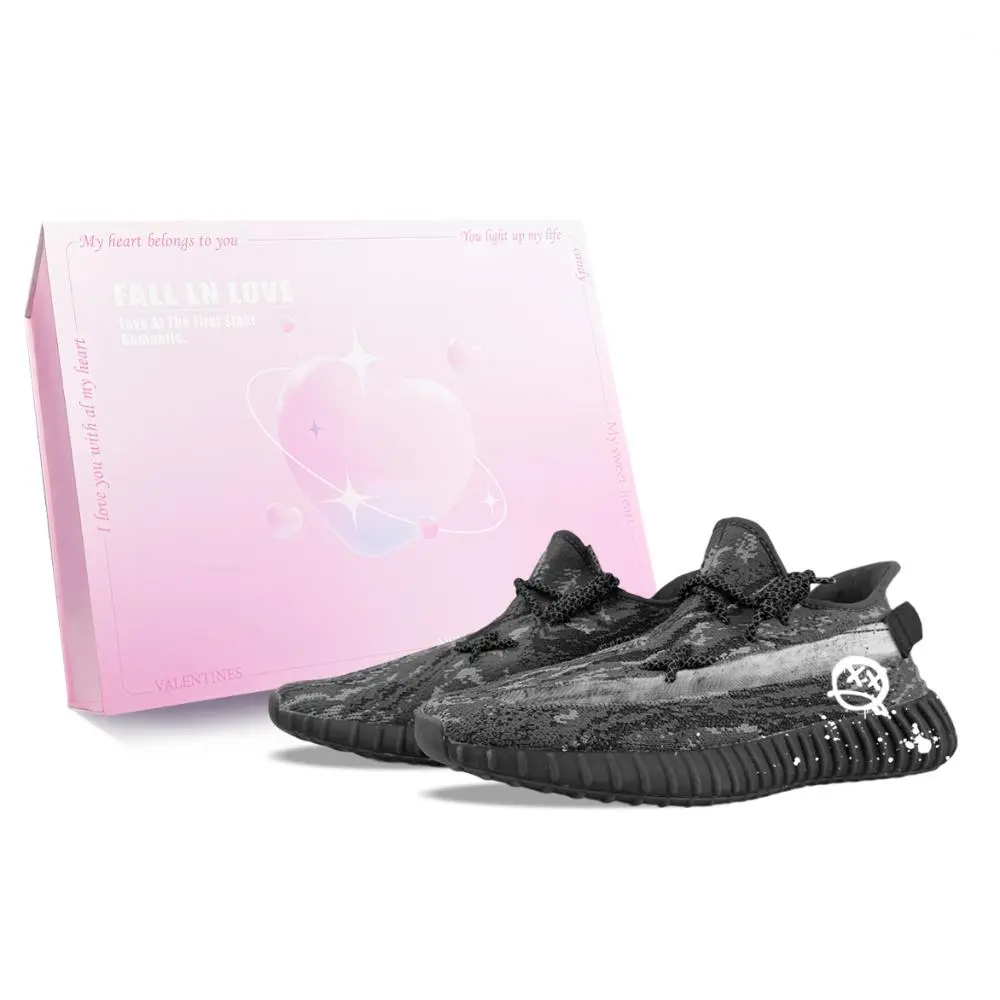 Adidas Originals Yeezy Boost 350 V2 Abrasion Resistant Low top Casual Shoes Unisex Black White
