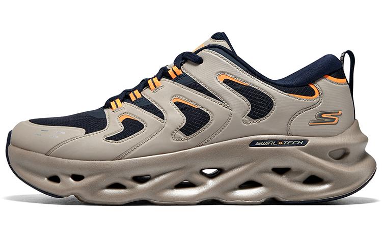 Skechers Anti-Slip Wear-Resistant Low-Top Running Shoes Men's Taupe Navy
