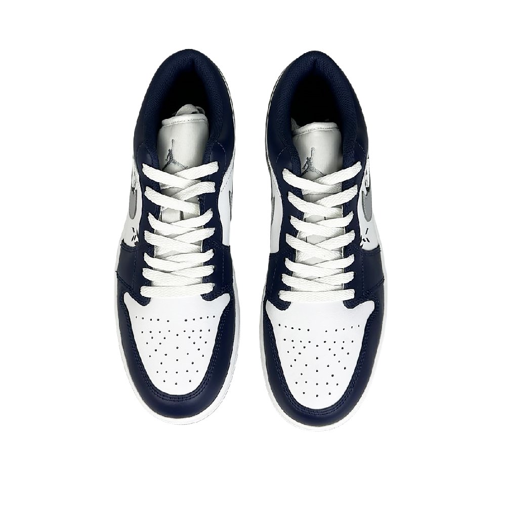 Jordan Air Jordan 1 Cushioning Anti-Slip And Wear-Resistant Low-Top Vintage Basketball Shoes Men's White Blue