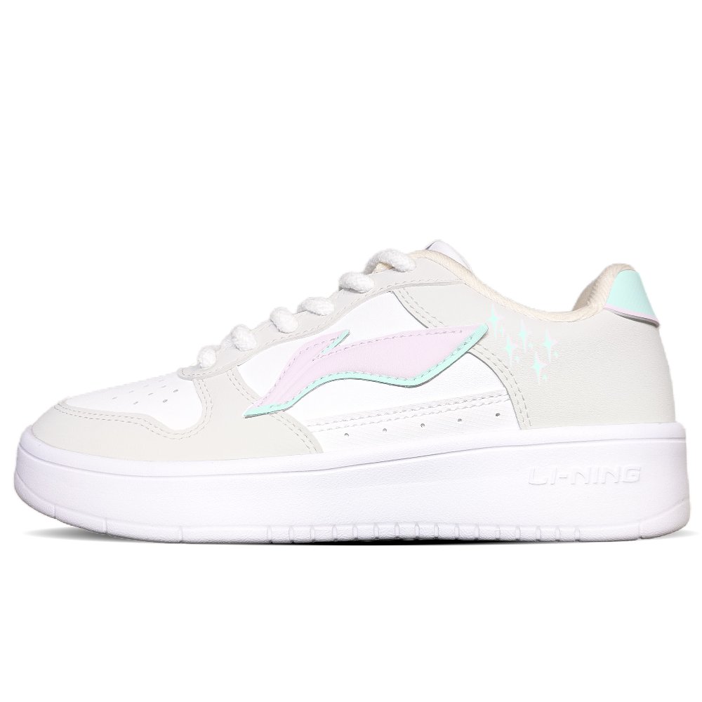 LiNing Pontoon Boats Cushioning, Lightweight, Breathable Low top Skateboard Shoes Women's Gray Pink