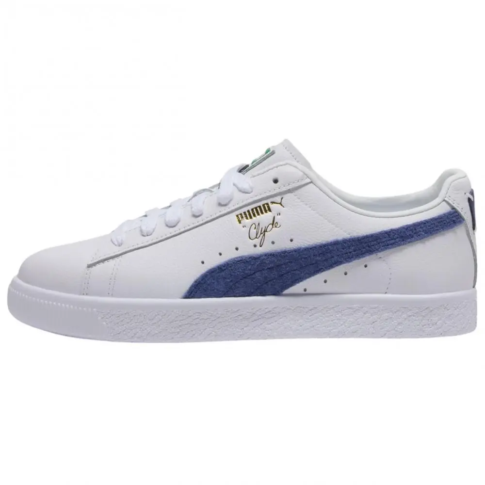 PUMA Clyde Base Low Top Skateboard Shoes Unisex White Blue