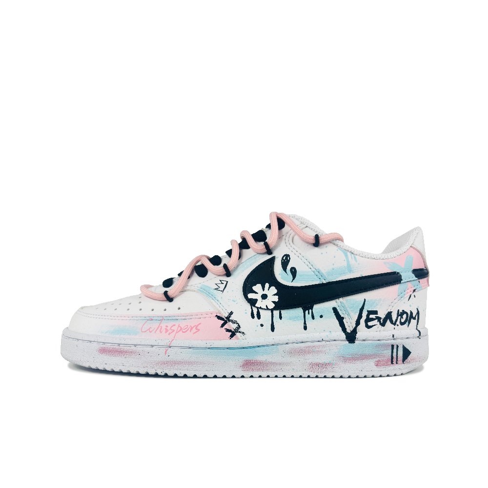 Nike Court Vision Dreamy Venom Anti Slip Wear Resistant Low Top Skateboard Shoes Unisex Pink White Blue