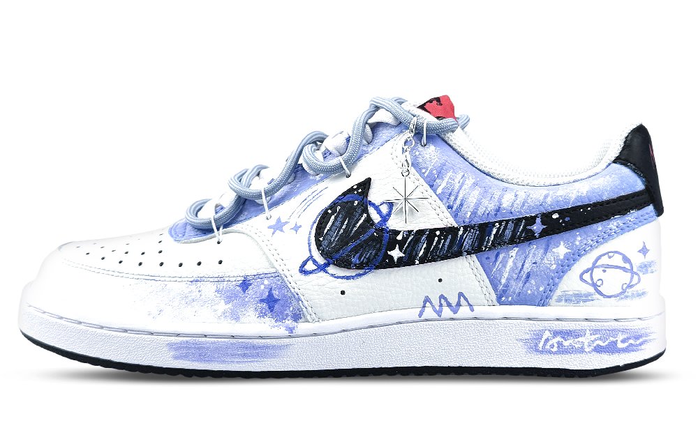 Nike Court Vision 1 Abrasion Resistant Low Top Skateboard Shoes Men's White Blue