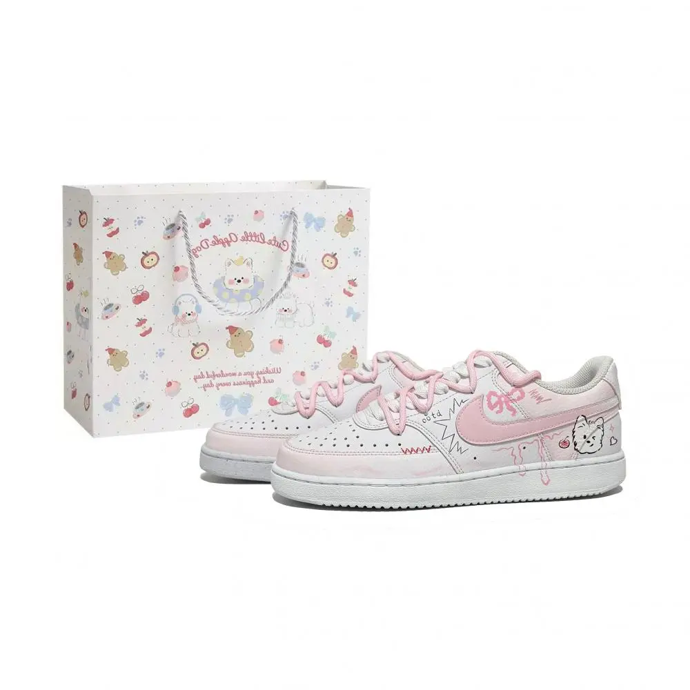 Nike Court Vision 1 West Highland Puppy Height Increasing Low top Skateboard Shoes Women's Pink