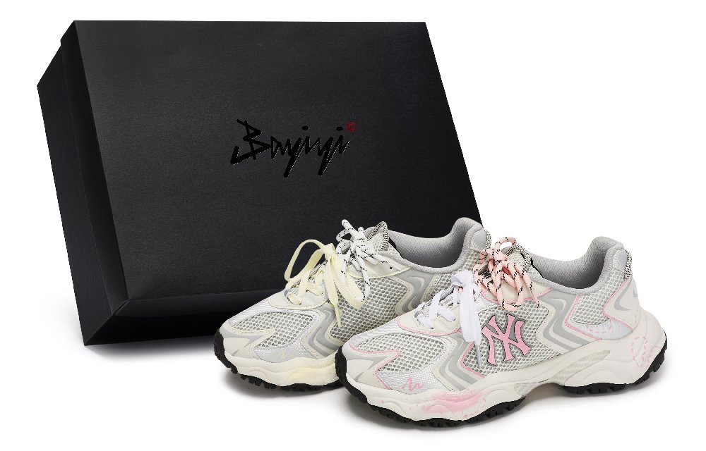 MLB New York Yankees Chunky Sneakers Unisex Low Top Gray/White/Pink/Yellow