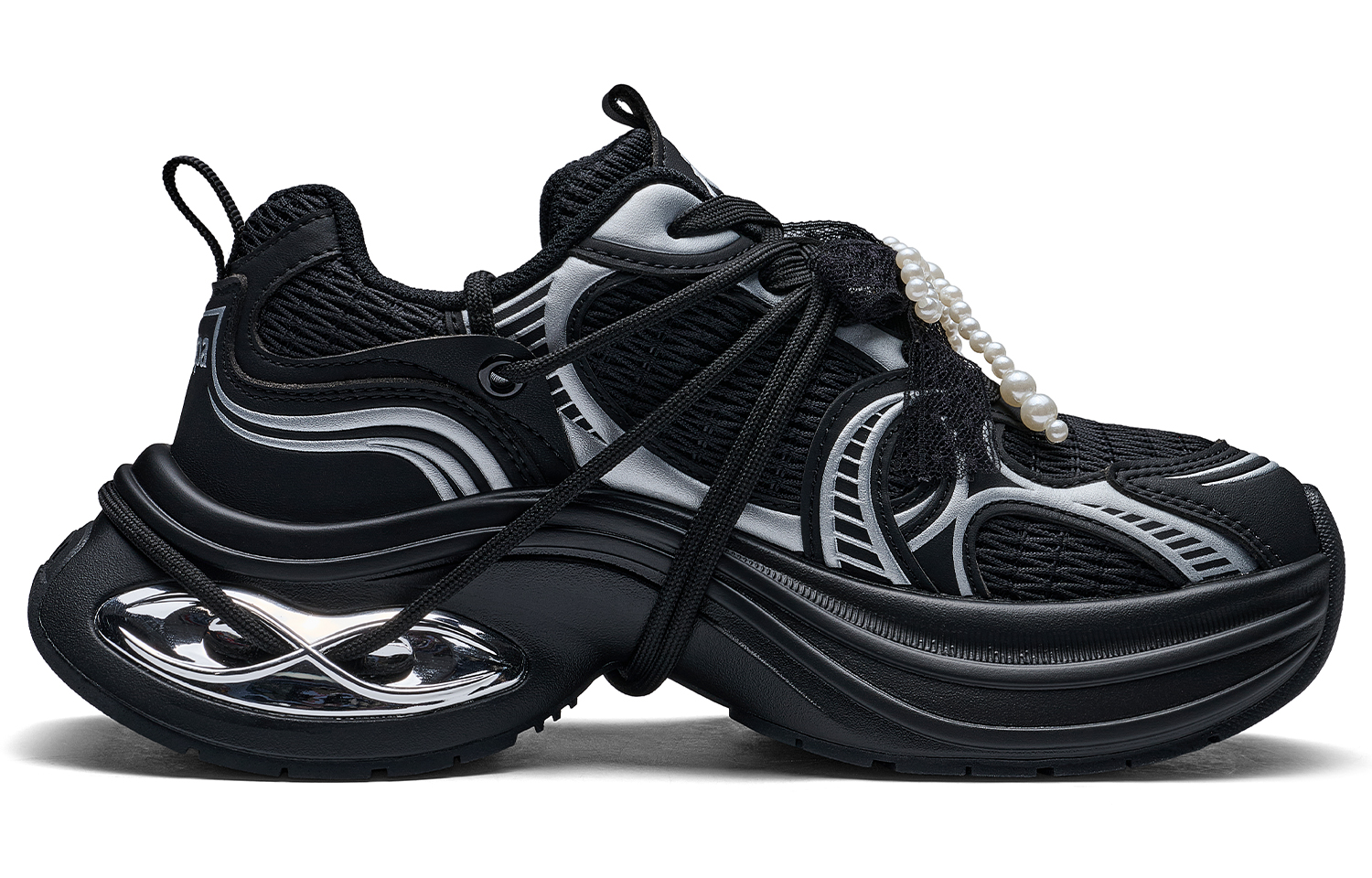 Kappa Back to Back Support Height Increase Low top Chunky Sneakers Women's Black Silver