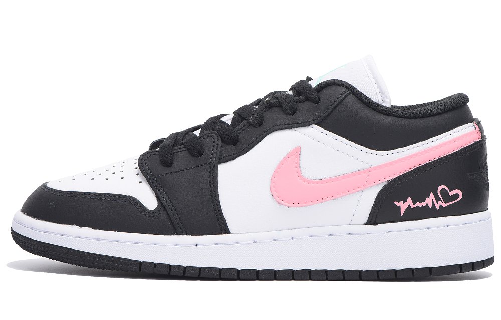 Jordan Air Jordan 1 Chestnut Slip-Resistant Coverage Low-Top Vintage Basketball Shoes GS Black Pink