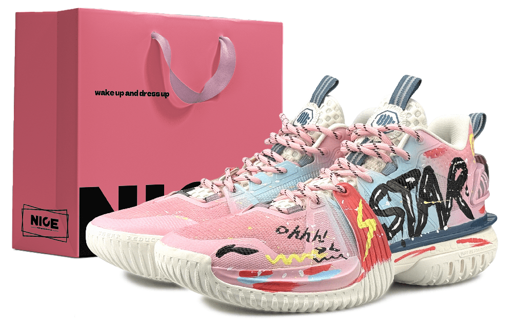 LiNing Storm 2024 Cushioning Abrasion Resistant Breathable Low Top Basketball Shoes Men's Pink