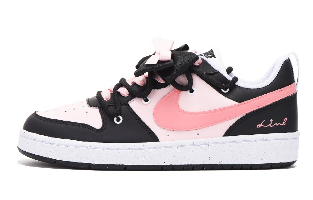 Nike Court Borough Low Top Skateboard Shoes GS Black Pink