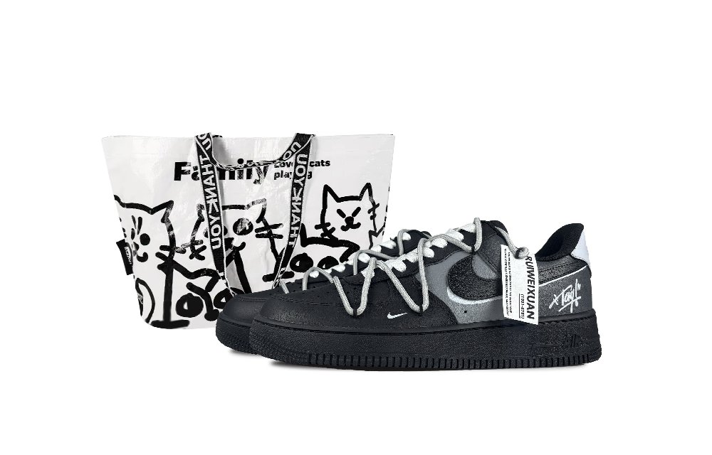 Nike Air Force 1 Gray Trajectory 2.0 Low Top Skateboard Shoes Unisex Black Gray