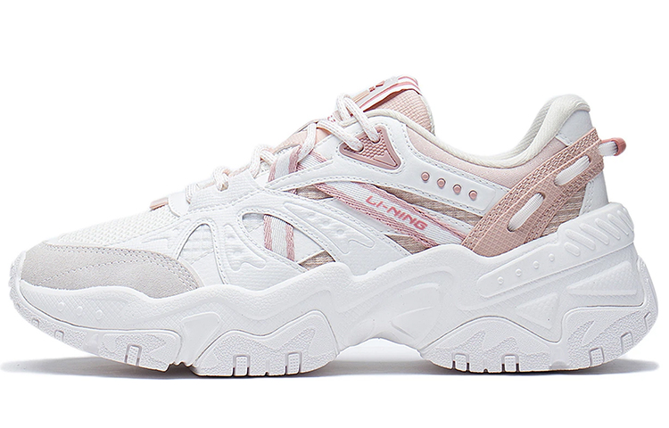 LINING Casual Shoes Women's Low top Mist White/Tea Orange Pink/Rose Pink