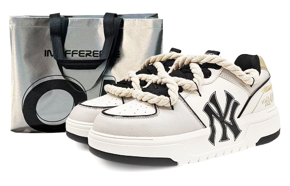 MLB Chunky Liner Abrasion Resistant Low Top Skateboard Shoes Unisex White Gray
