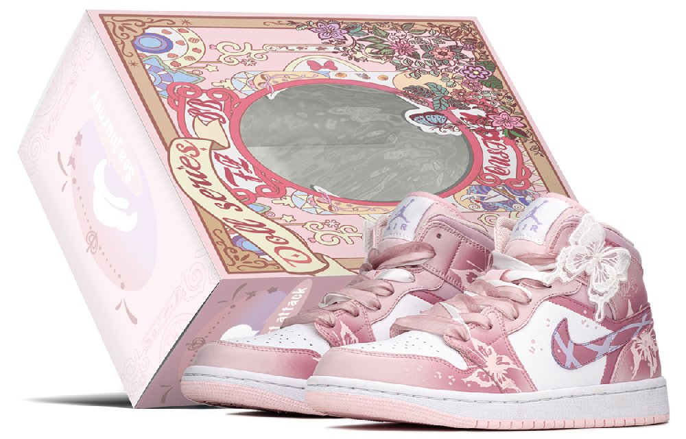 Jordan Air Jordan 1 Mid Top Vintage Basketball Shoes Pink Purple GS