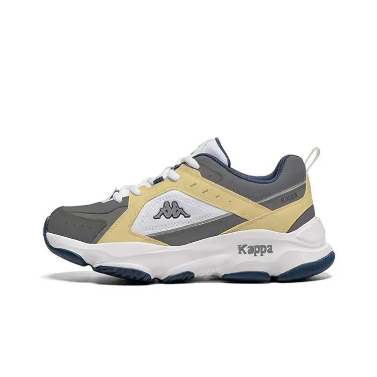 Kappa Anti-Slip Wear-Resistant Low-Top Chunky Sneakers Unisex Gray Yellow