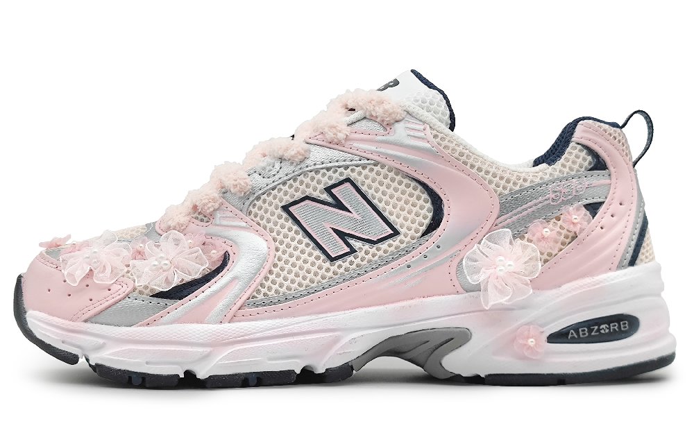 New Balance NB 530 Anti-Slip And Wear-Resistant Breathable Low-Top Running Shoes Unisex Silver White Pink