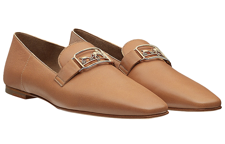 HERMES Time Casual Single Shoes Women's Brown