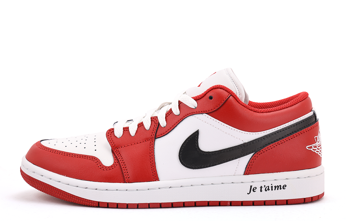 Jordan Air Jordan 1 Abrasion Resistant Coverage Low top Vintage Basketball Shoes Unisex Red Black