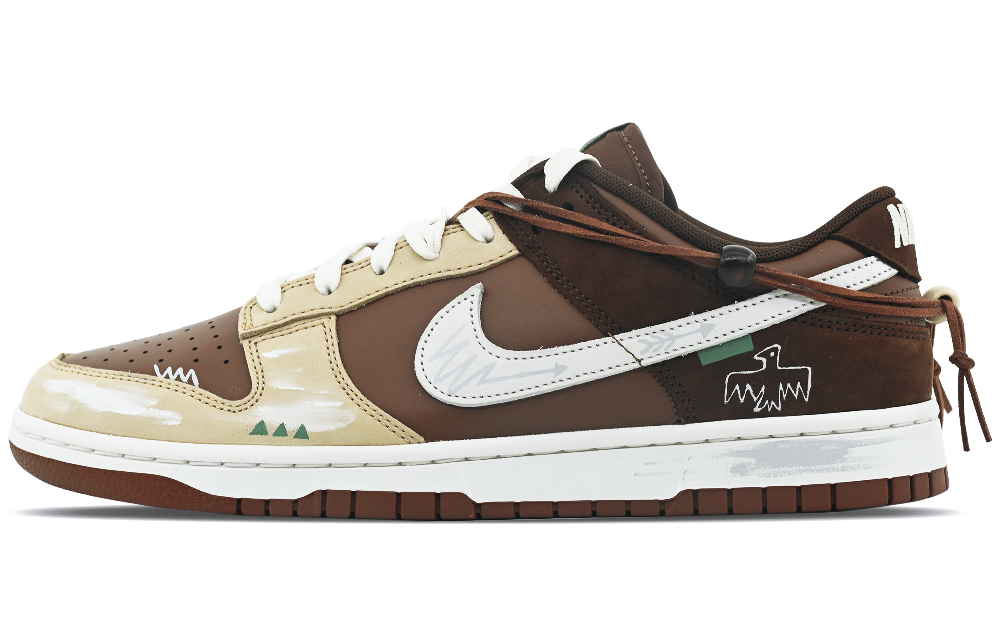 Nike Dunk Slip Resistant Low Top Skateboard Shoes Unisex White Brown
