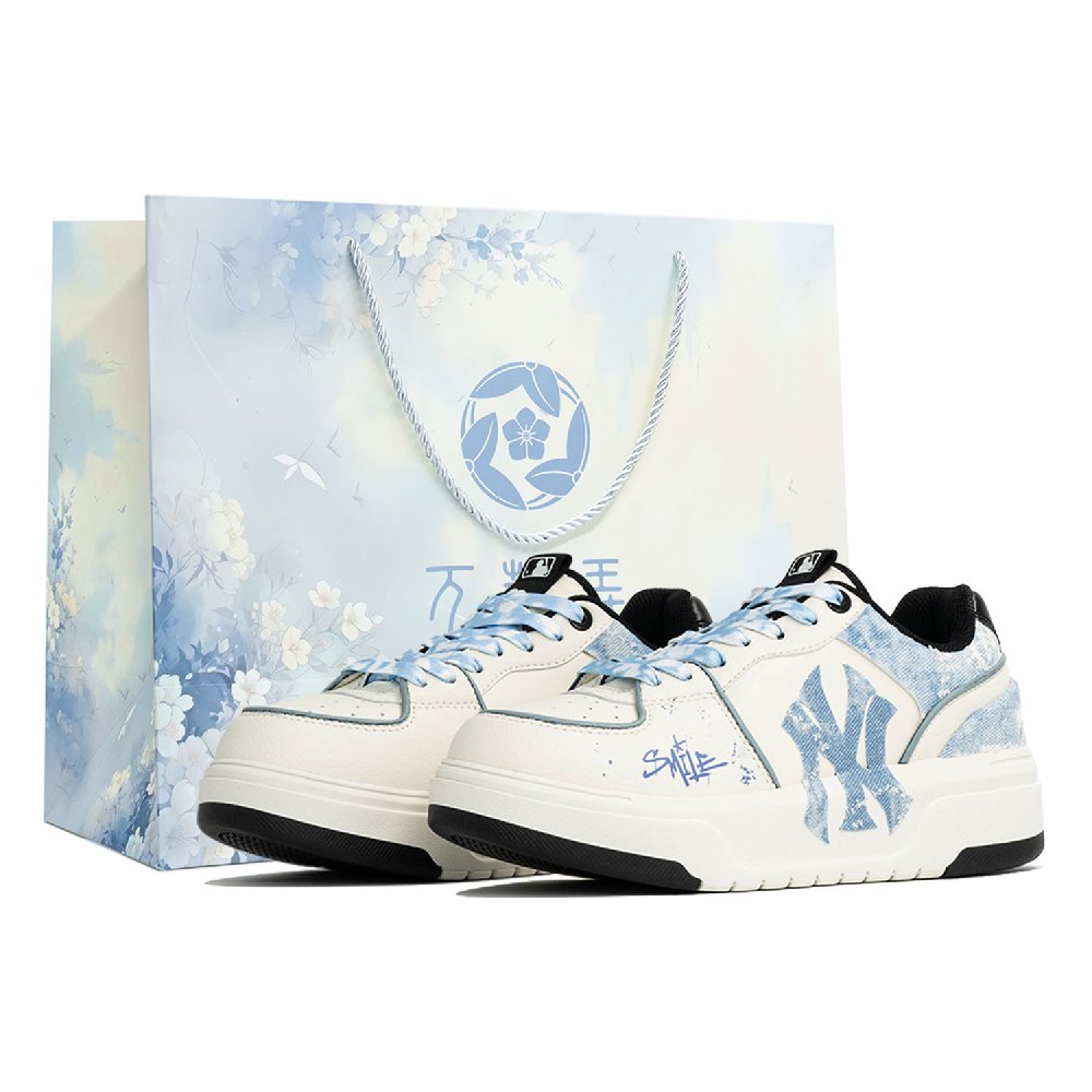 MLB Chunky Liner Skateboard Shoes Unisex Low Top Black White Blue