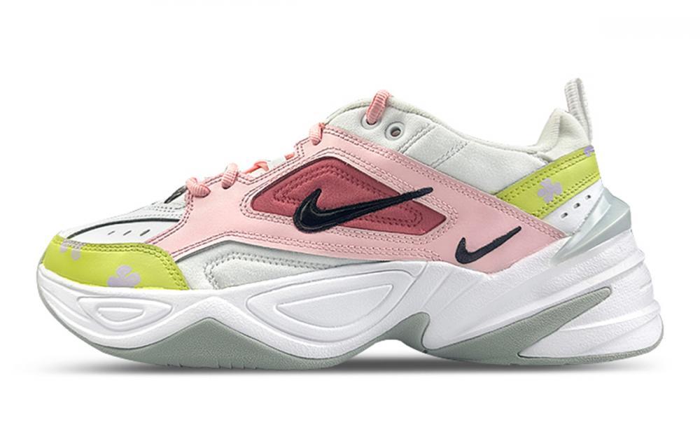 Nike M2K Tekno Pure Platinum Height Increasing Low-Top Chunky Sneakers Women's White Pink Green