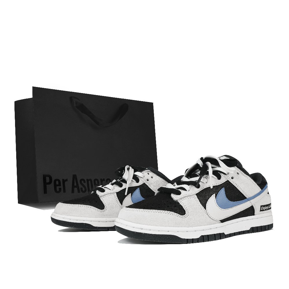 Nike Dunk Low-Top Skateboard Shoes Unisex Black Blue