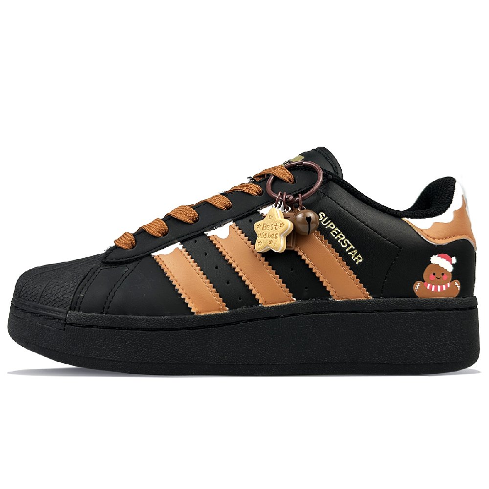 Adidas Originals SUPERSTAR XLG Slip-Resistant Low-Top Skateboard Shoes Unisex Black Brown