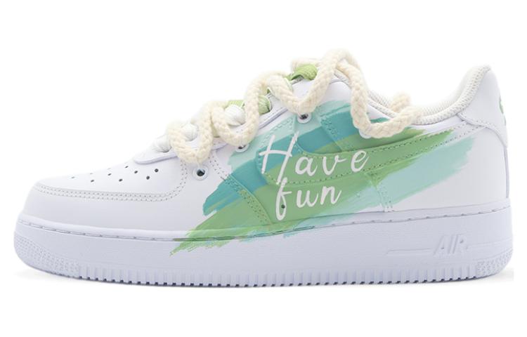 Nike Air Force 1 Low Anti-Slip And Wear-Resistant Lightweight Low-Top Skateboard Shoes GS White Green