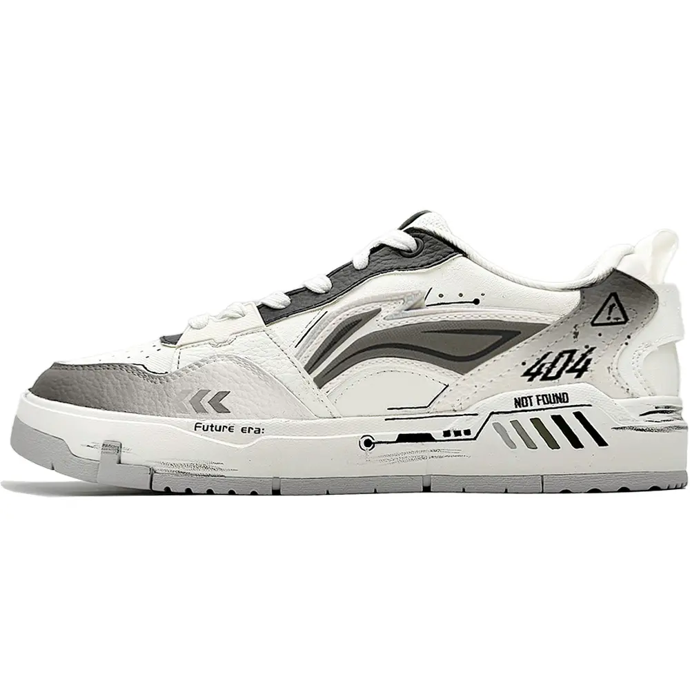 LiNing Yuan Chu Cushioning, Abrasion Resistant, Height Increasing Low top Skateboard Shoes Men's White Gray
