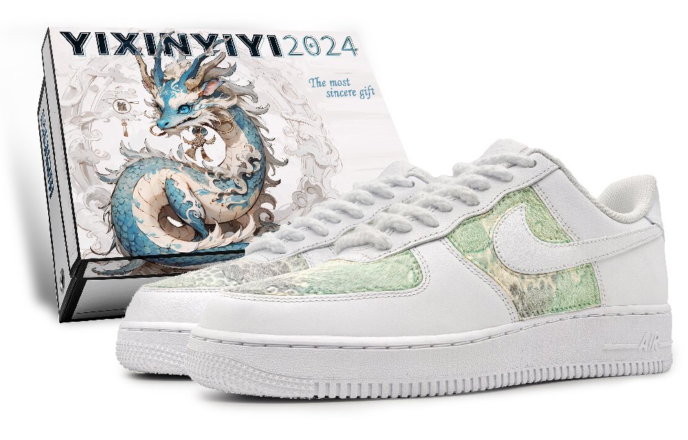 Nike Air Force 1 Low-Top Skateboard Shoes Men's White Green
