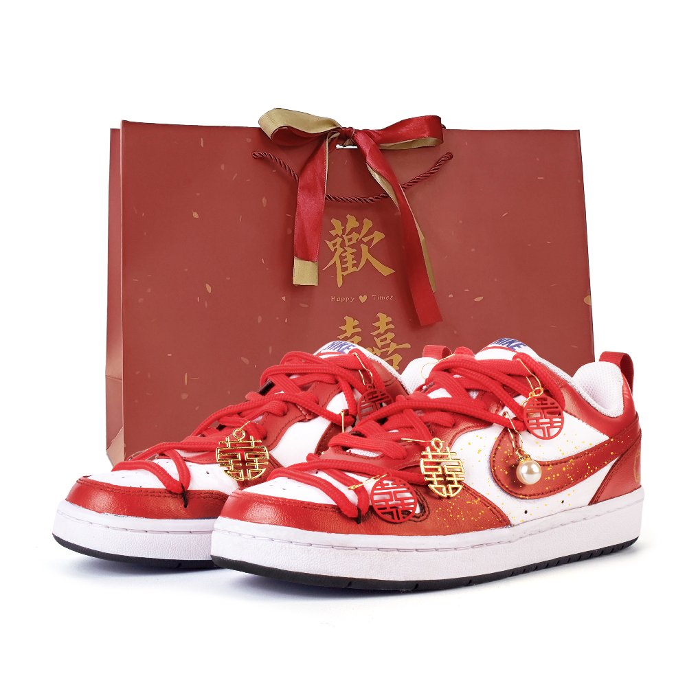 Nike Court Borough Anti Slip Wear Resistant Low Top Skateboard Shoes Women's Red