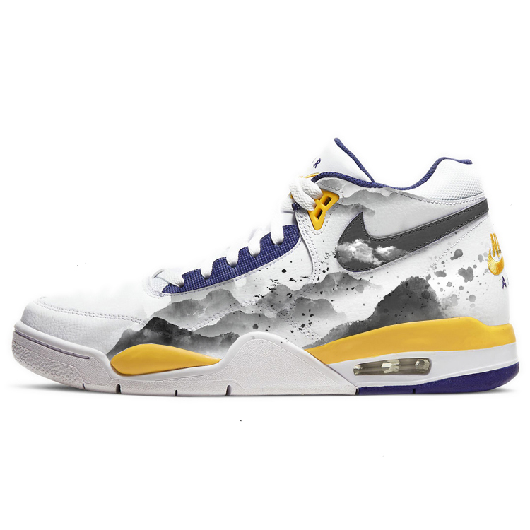 Nike Flight Legacy Slip-Resistant Breathable Mid-Top Vintage Basketball Shoes Men's Yellow