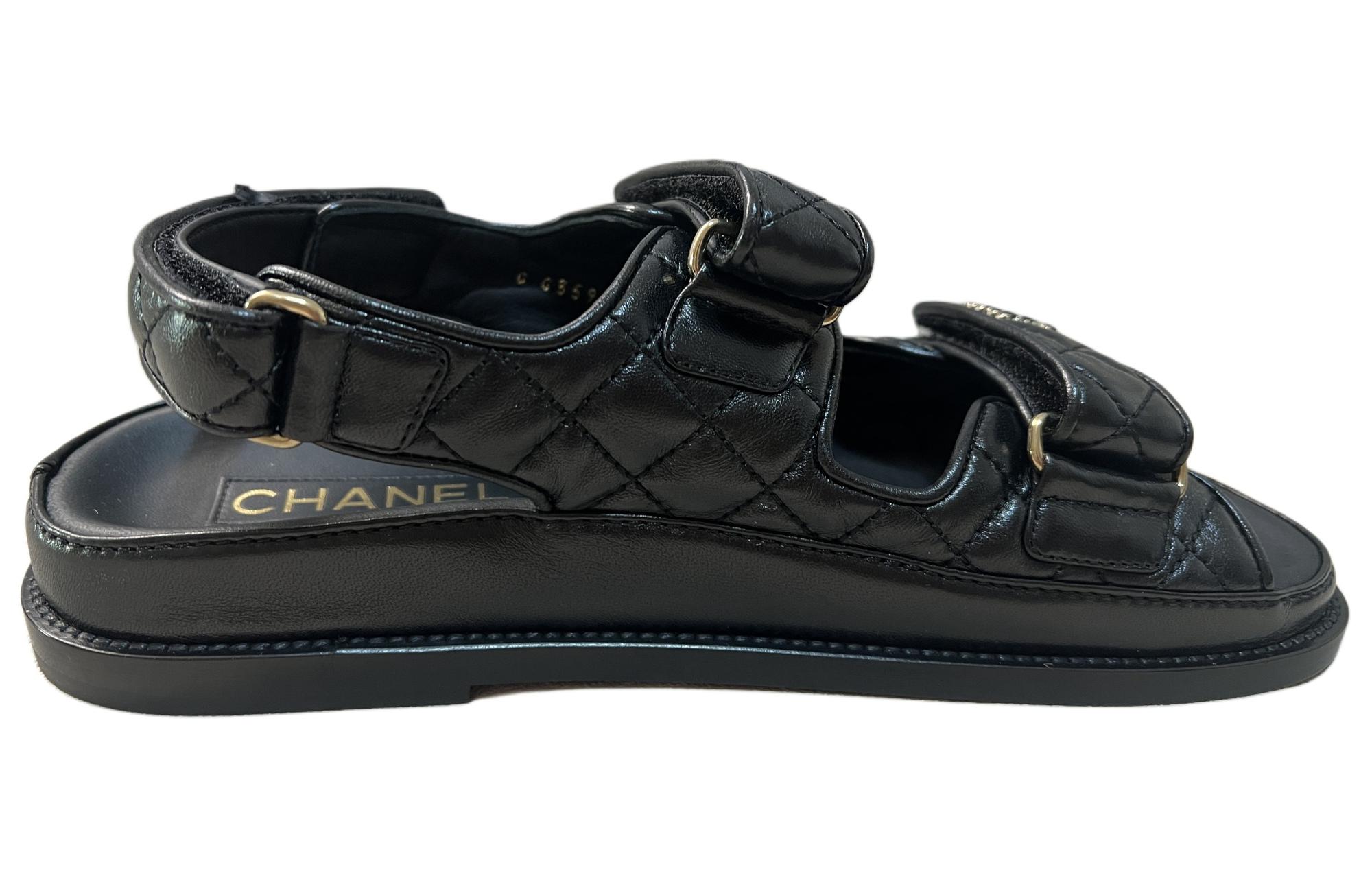 CHANEL Beach Sandals Women's Black