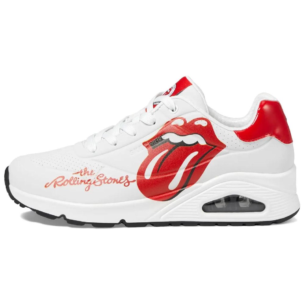 Skechers Uno ROLLING STONES Cushioning Wear-Resistant Low-Top Casual Shoes Women's White Red