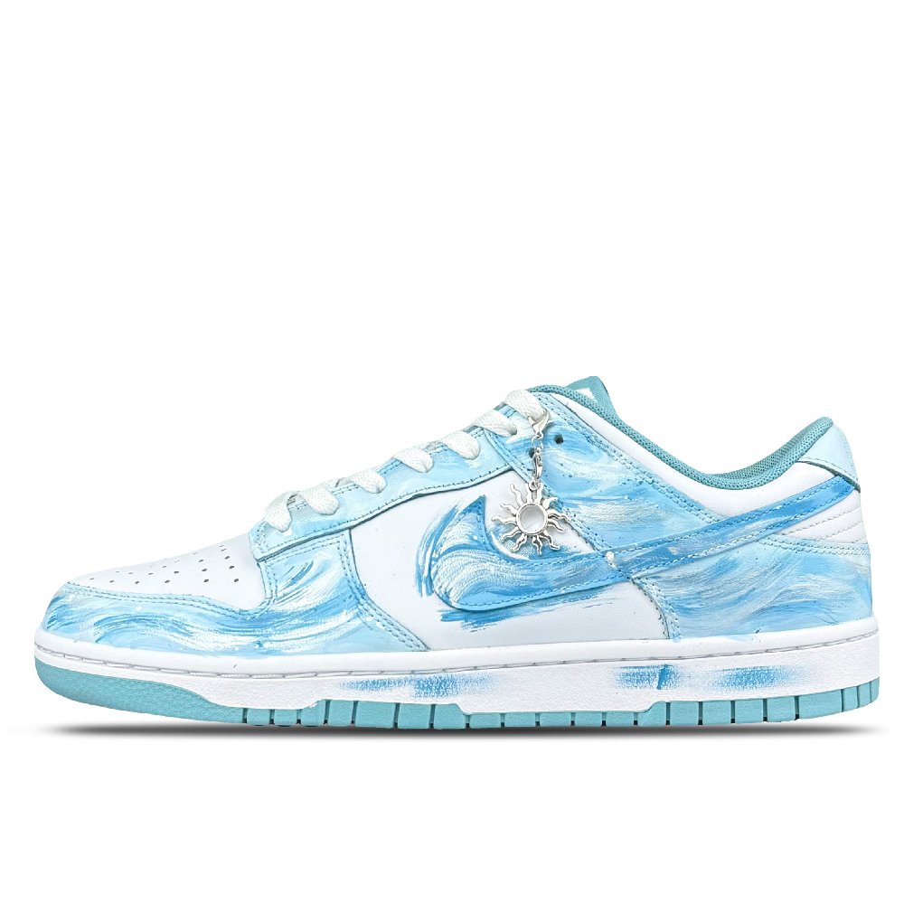 Nike Dunk Abrasion Resistant Low Top Skateboard Shoes Unisex White Blue Silver