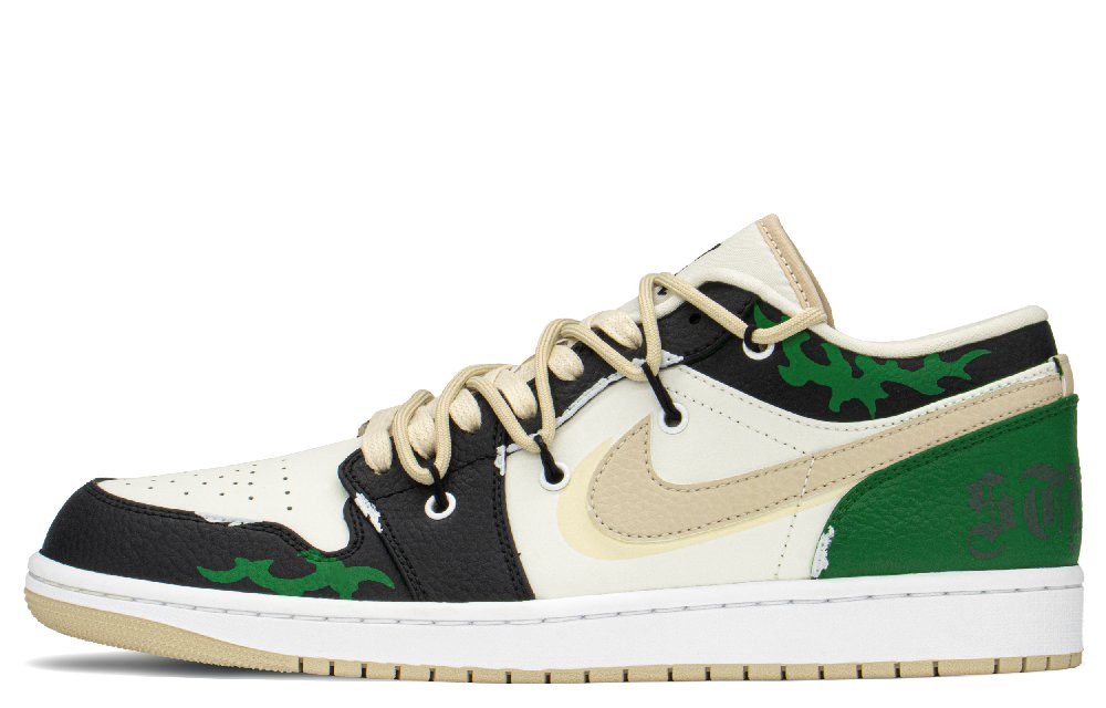 Jordan Air Jordan 1 Low Top Vintage Basketball Shoes Men's Black Green